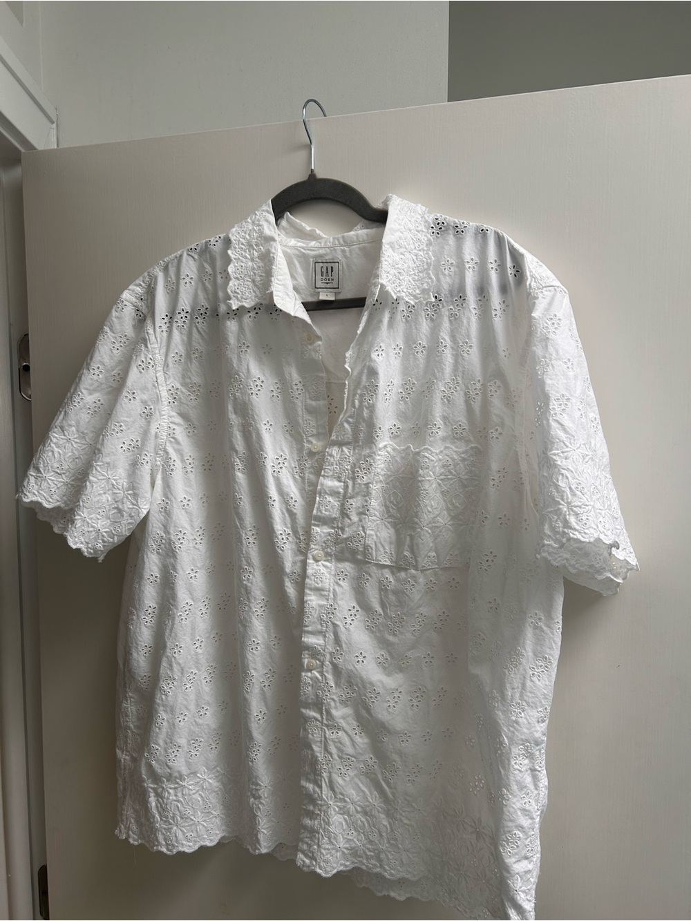 GAP-Doen White Eyelet Short-Sleeve Shirt